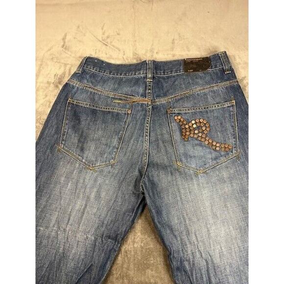 Rocawear logo Jeans Pants Denim medium Blue Mens 38 Hip Hop Skater - Picture 6 of 9